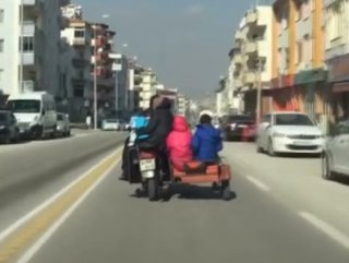 6 kişilik aile motosikletle yolculuk yaptı